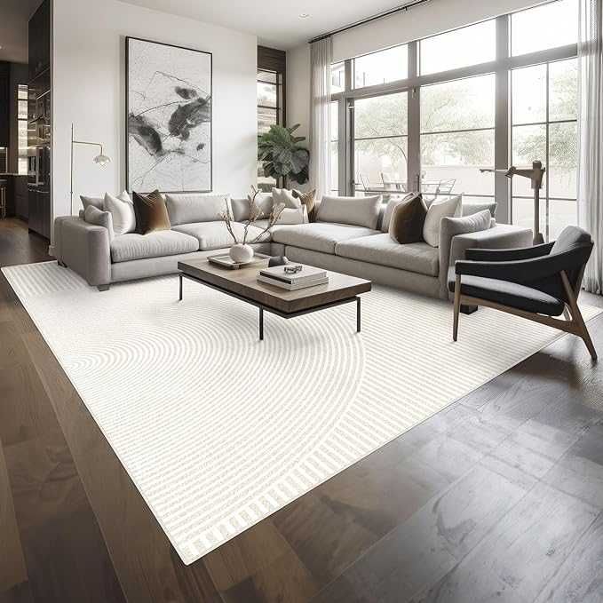 Dywan do salonu, na zewnątrz, BIAŁY BEŻOWY ZE WZOREM 120X170