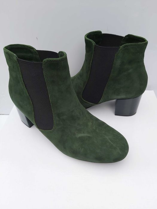 Zamszowe botki zielone SERGIO BARDI  skorzane sztyblety pólbuty 38