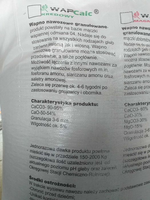 Wapno granulowane kredowe, magnezowe PROMOCJA  przed sezonem