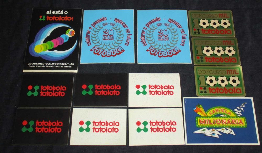 Autocolantes antigos Totobola Totoloto Cartela