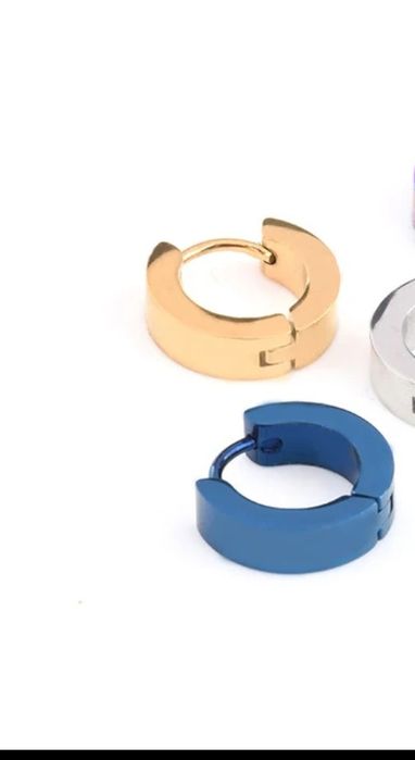 Сережки кільця медична сталь сині (блакитні)