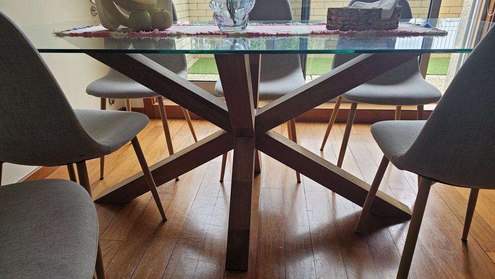 Mesa de jantar AGERBY 90x190 + 6 cadeiras