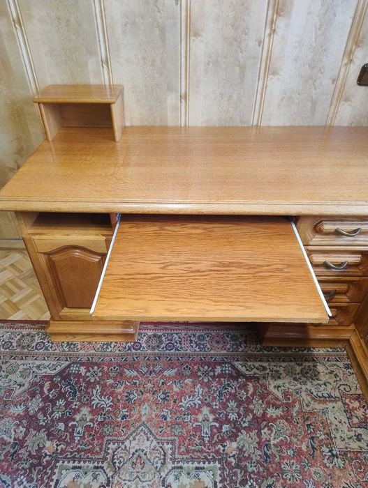 Dębowe biurko narożne Kalwaria Zebrzydowska teak lite drewno retro