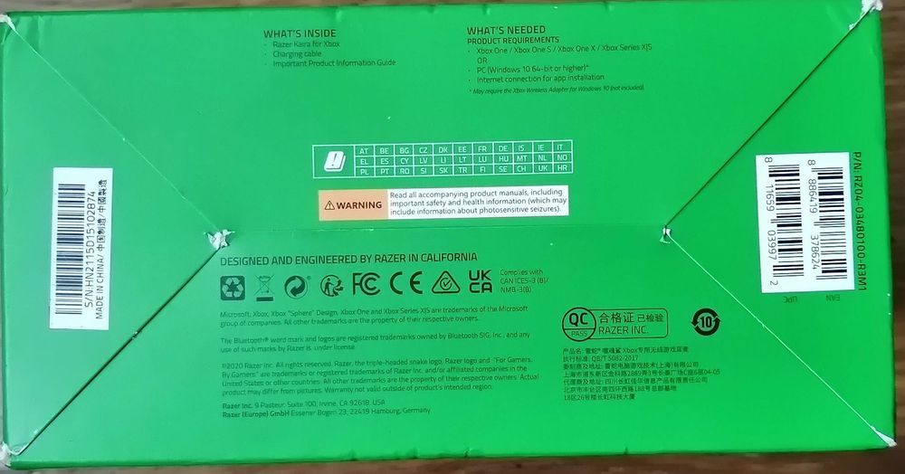 Auscultadores wireless gaming Razer Kaira (Xbox)- novo, 3 anos de garantia