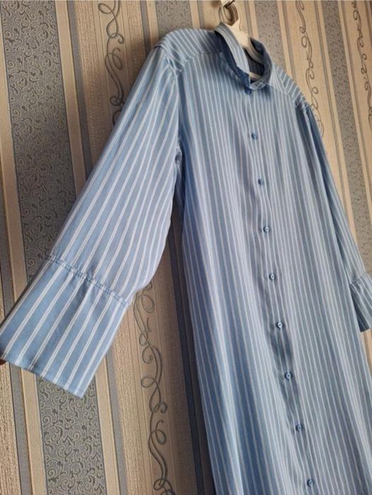 Длинное натуральное платье-рубашка H&M