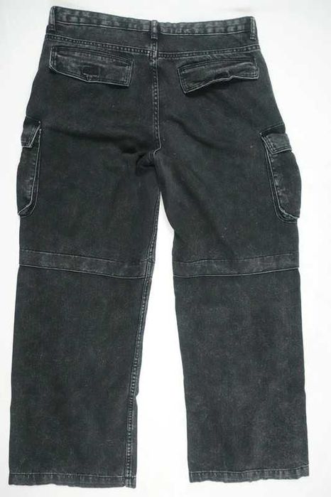 Bershka Spodnie Jeans Czarne Opium Multi Cargo Baggy Wide Washed 40