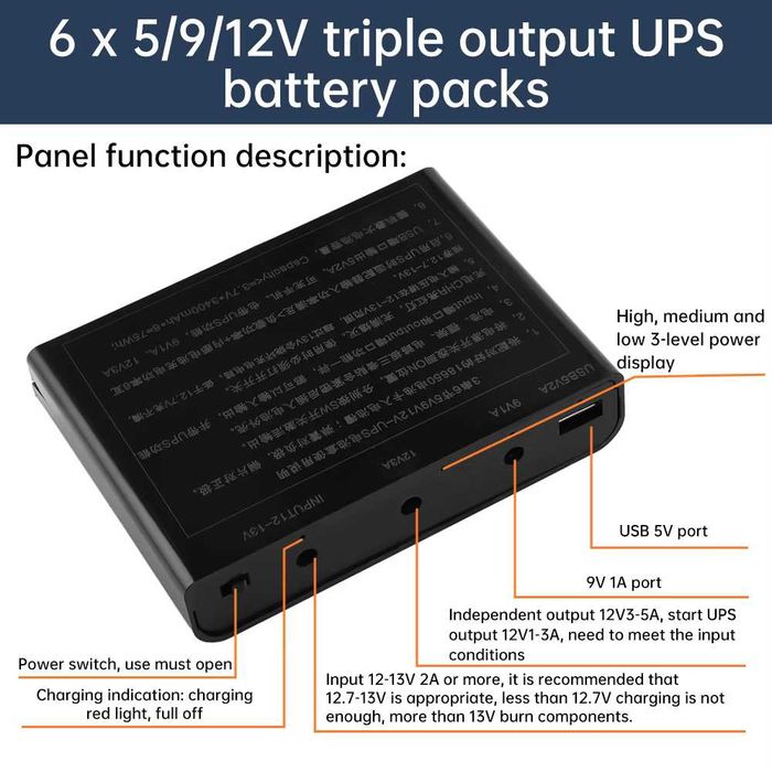 Бесперебойник, повербанк, корпус ИБП ДБЖ UPS 5V/9V/12V для роутера, модема