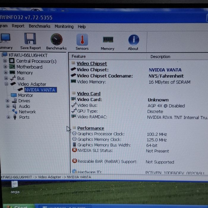 Karta graficzna Nvidia VANTA 16mb AGP