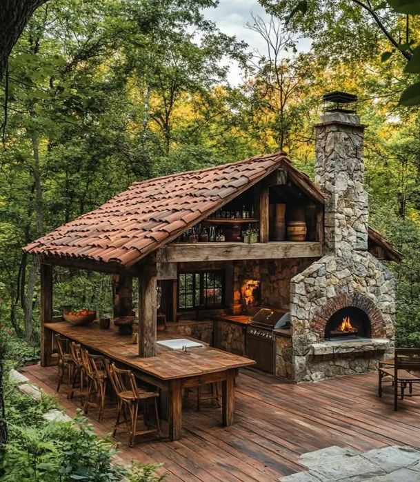 Печь с мангалом - барбекю