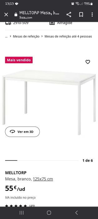 Mesa de cozinha ikea com 4 cadeiras, cor branco