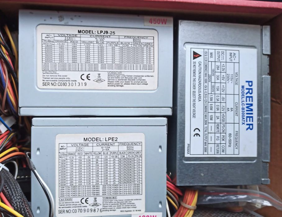 PSU Fonte de alimentação usadas várias potências e cabos AC 250V