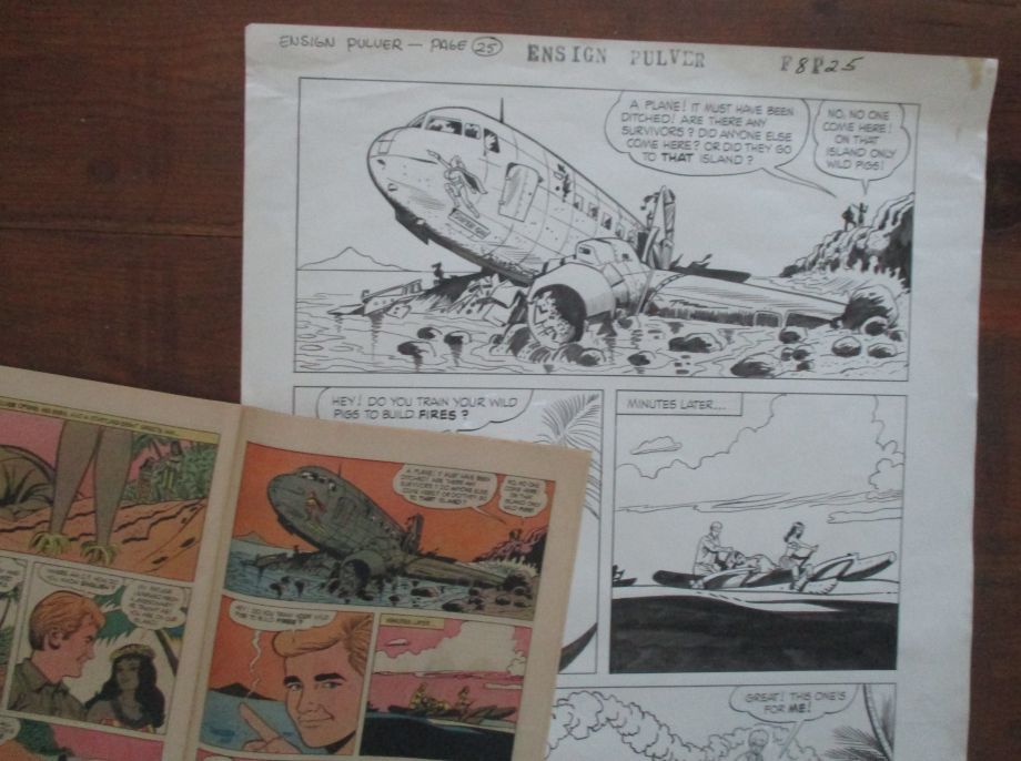 1964 - prancha de banda desenhada + comic - Ensign Pulver original art