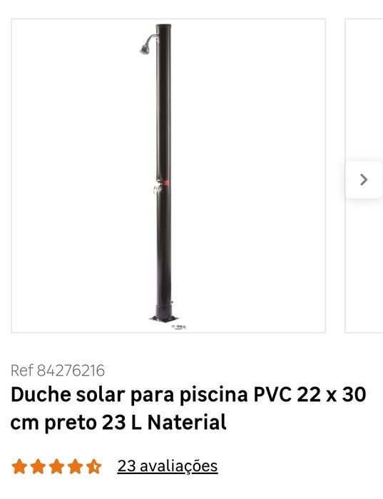 Duche solar em PVC de 23 litros, ideal para zona de piscina ou jardim