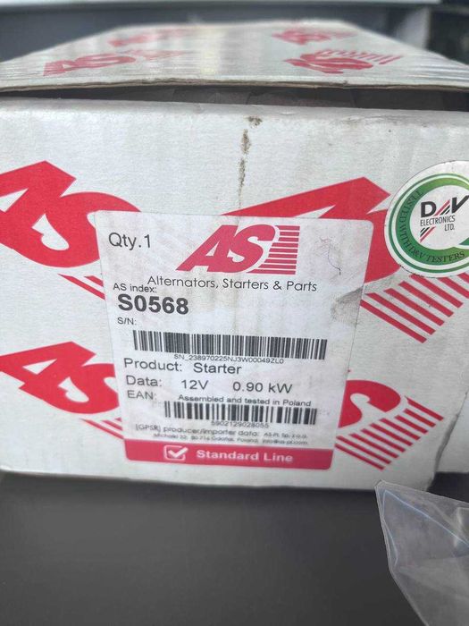 Стартер AS-PL S0568 (12V, 0.9 kW) новий у коробці