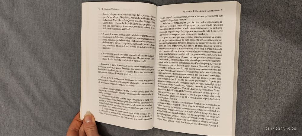 Livro "O homem é um animal assimétrico"