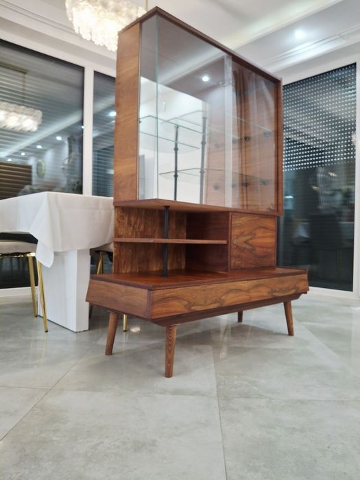 witryna gablotka serwantka oszklona z barkiem Design PRL