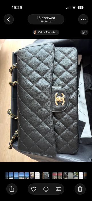 Chanel Classic Large – czarna, skóra Caviar, złote okucia