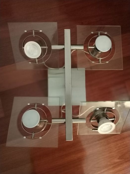 Candeeiro de aço escovado com focos leds direcionais rotativos