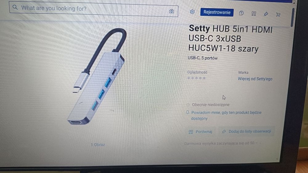Setty HUB 5in1 HDMI USB-C 3xUSB HUC5W1-18 szary
