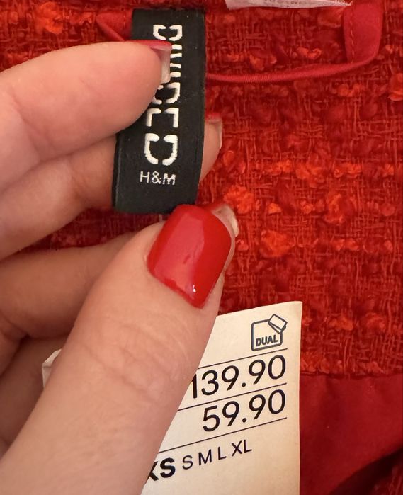 Твідовий жакет H&M червоного кольору