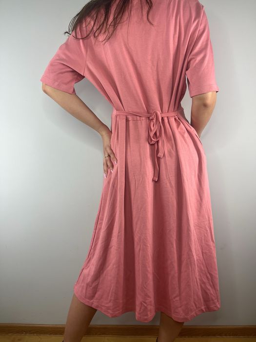 Różowa bawełniana sukienka midi szmizjerka Rainbow rozmiar 46