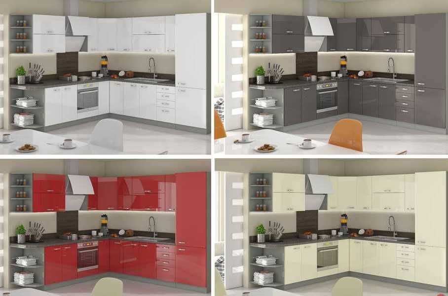 Meble Szafki Kuchenne Bianka Wysoki Biały Połysk