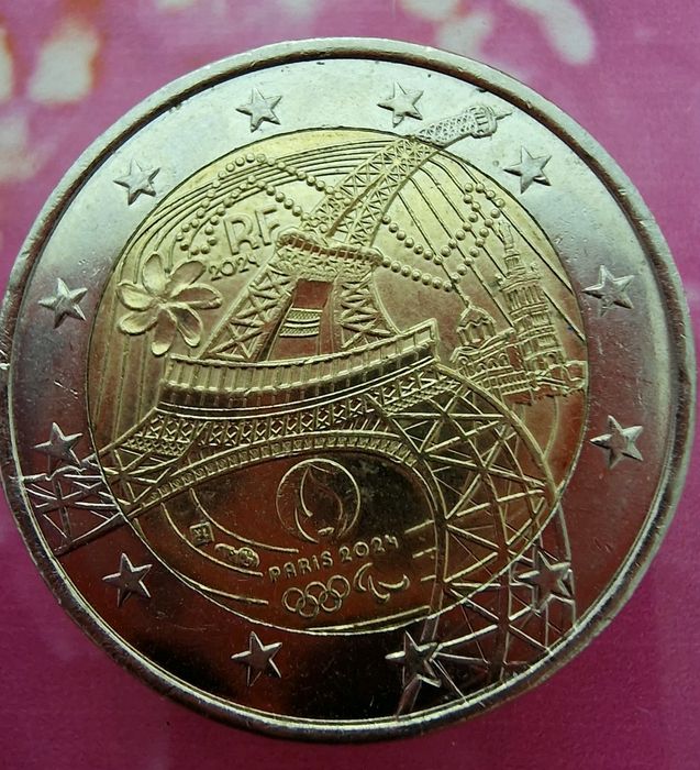 Moeda 2 euros 2024 comemorativa Jogos Olímpicos de Paris