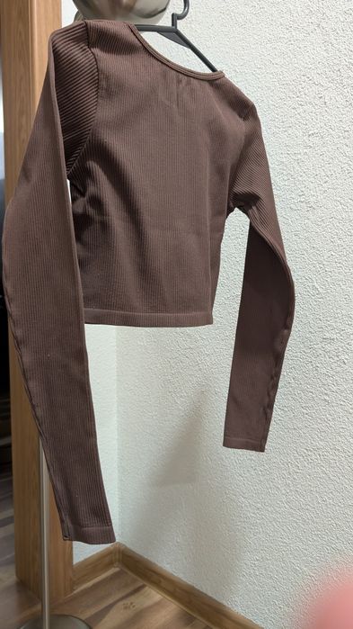 Bluzka/top brązowy w prążek Pull&Bear M