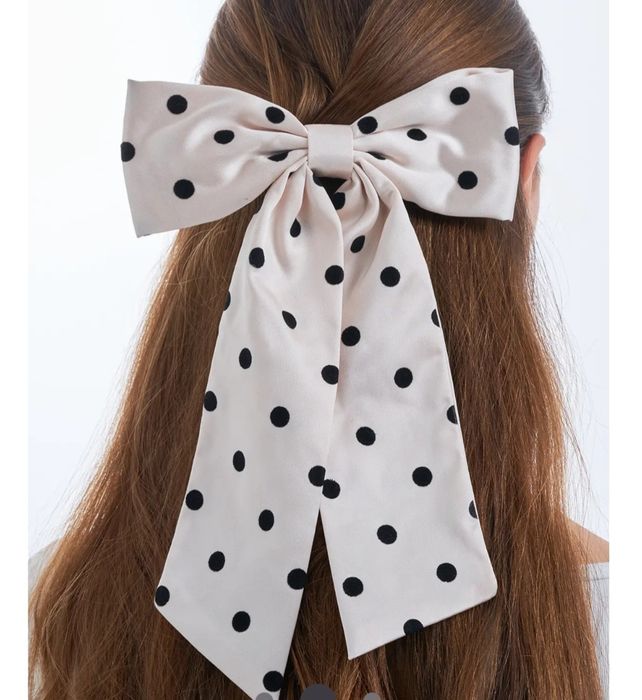 Nowa kokarda do włosów Bijou Brigitte spinka ozdoba grochy groszki kropki satyna spring wiosna chic cute girly