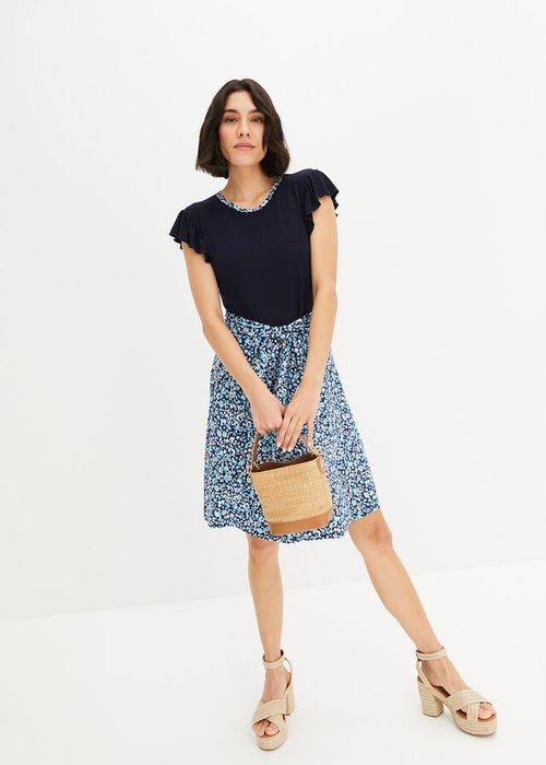 B.P.C granatowa sukienka z częścią spódnicową w kwiaty ^40/42