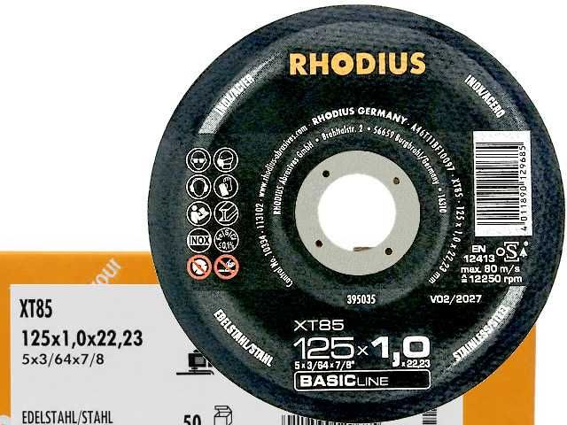 RHODIUS Tarcza tarcze do cięcia metalu stali 125x1,0 BASIC XT85 125 x 1