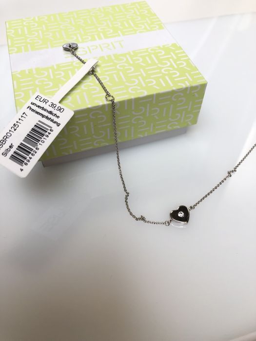 Срібний браслет Esprit, серце, позолота