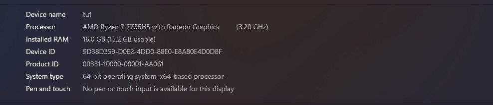 Игровой ноутбук Asus TUF gaming A15 RTX 4060