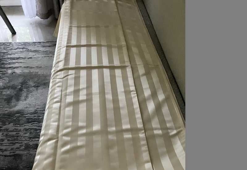 Zasłony, tkanina/materiał, kremowe pasy 160x200 cm – 2 sztuki