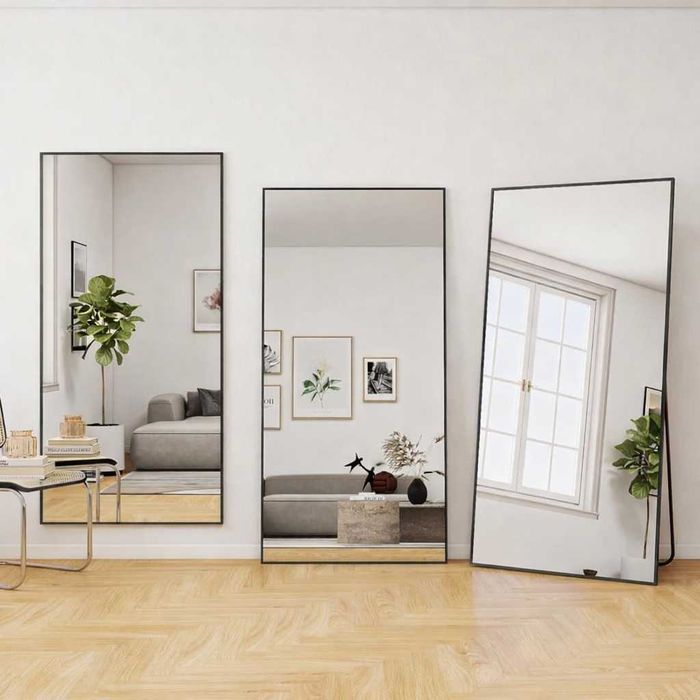 Duże lustro studyjne stojące wiszące 170x75 w czarnej ramie