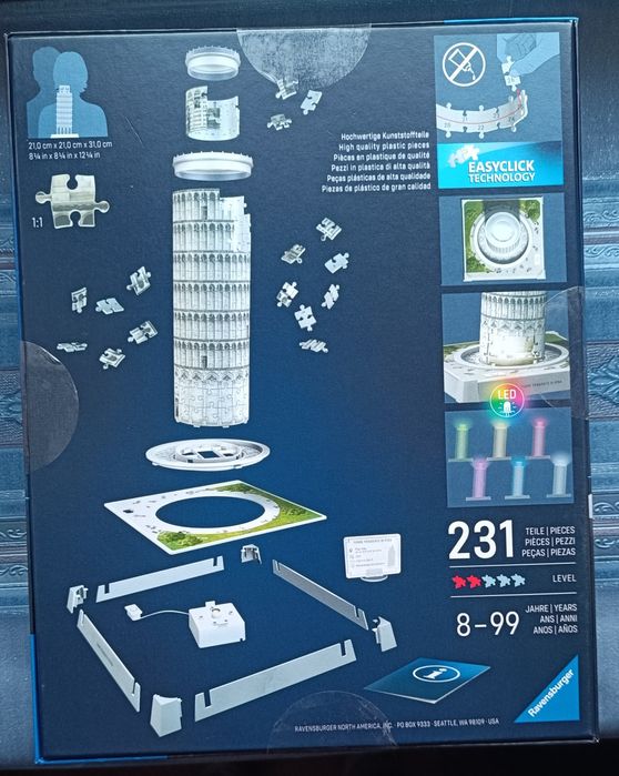 3D пазл-нічник Ravensburger Пізанська вежа з LED підсвіткою