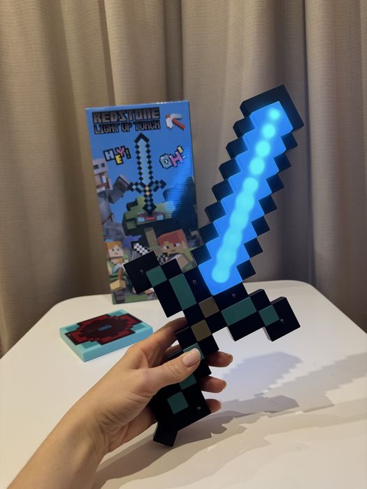 Меч діамантовий світловий Minecraft Майнкрафт інтерактивний алмазний
