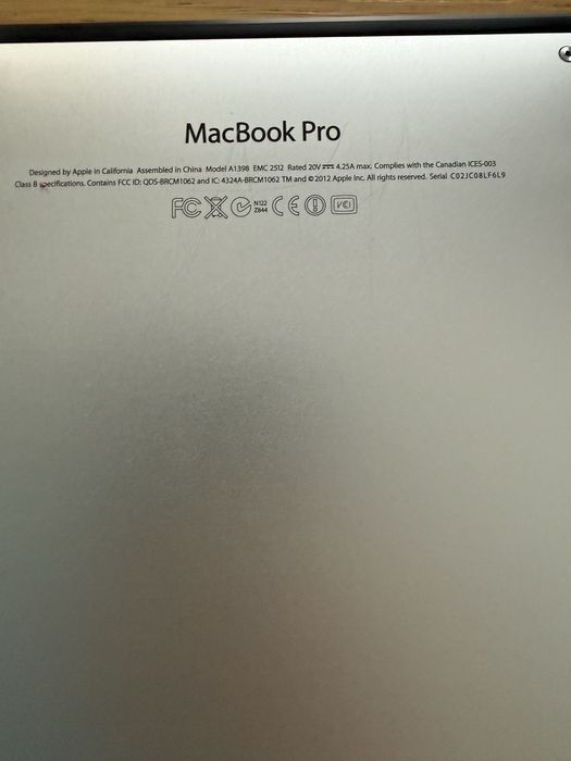 MacBook Pro  A1398 15,4”