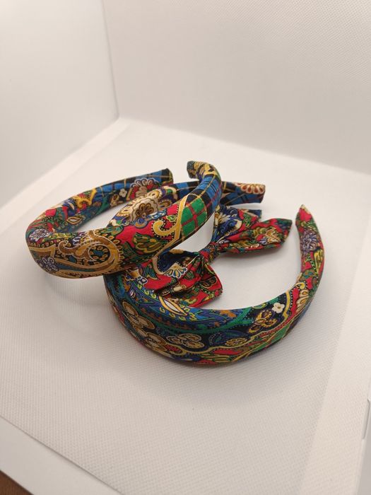 Opaska jedwabna do włosów mama córka handmade