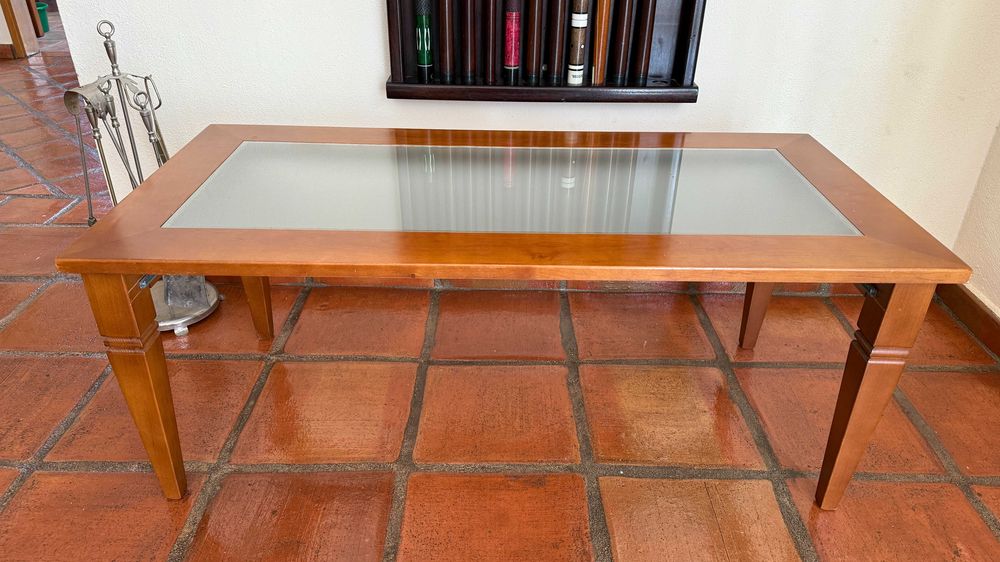 Mesa sala com tampo em vidro