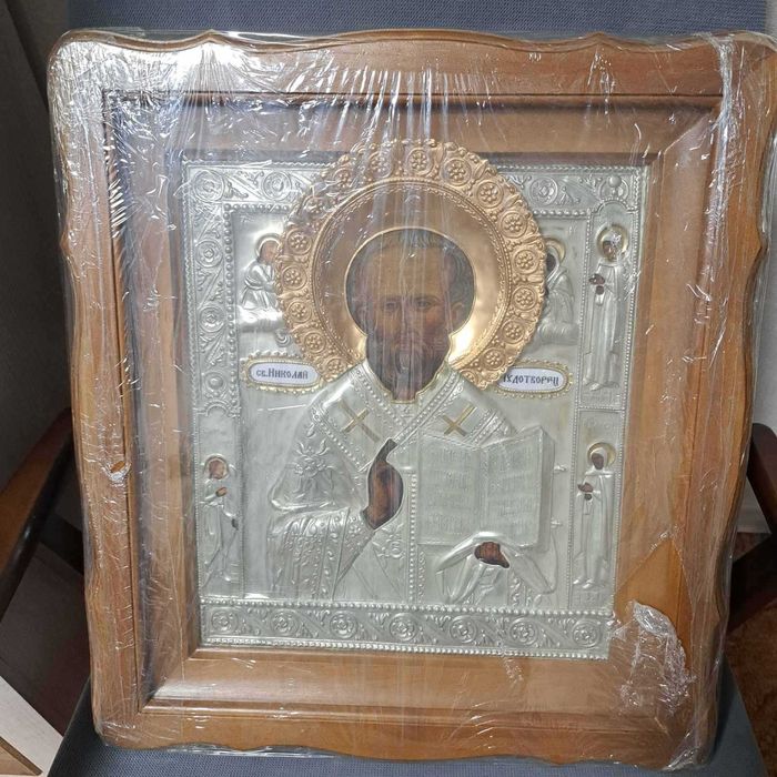 Велика ікона 45Х50. Дерево, скло. Икона Николай Чудотворец