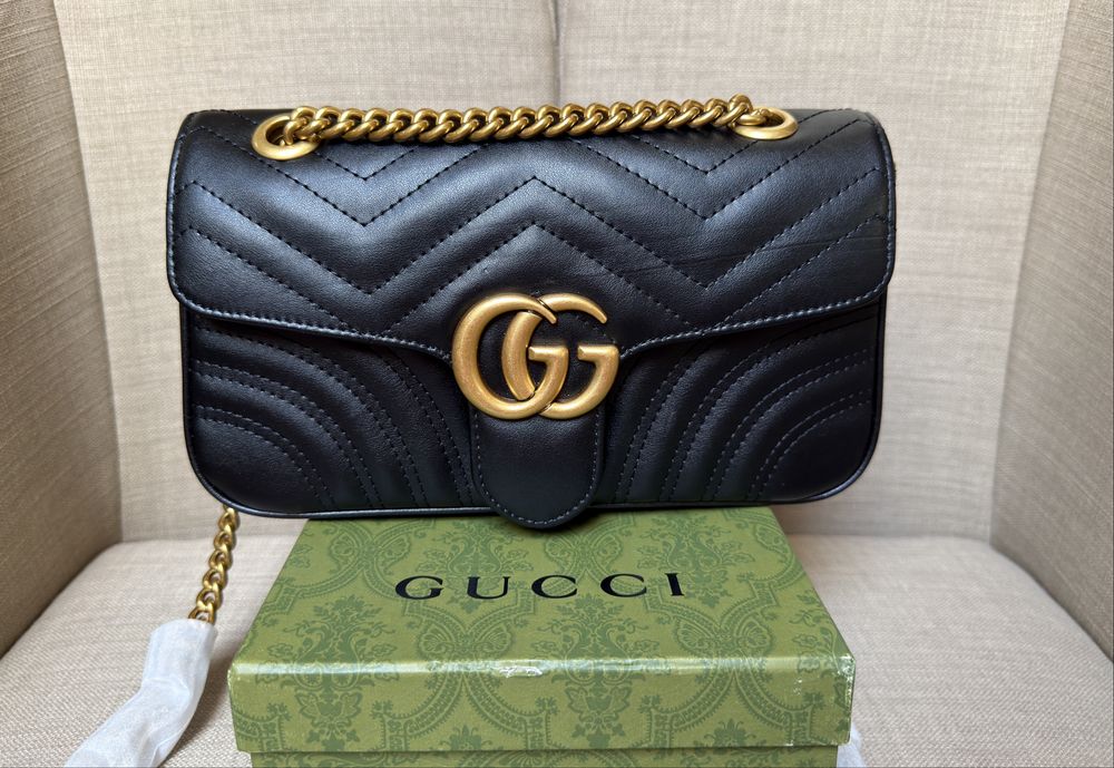 !opis Torebka Torba Gucci Marmont na ramię/listonoszka czarna