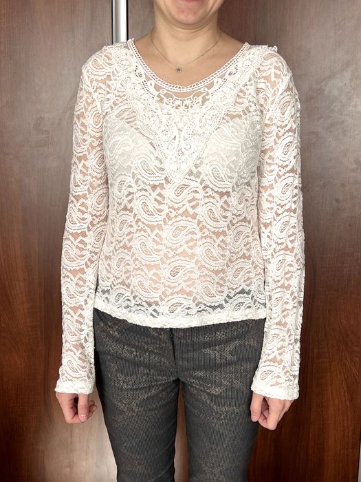 Bluzka biała koronkowa - rozm. 38