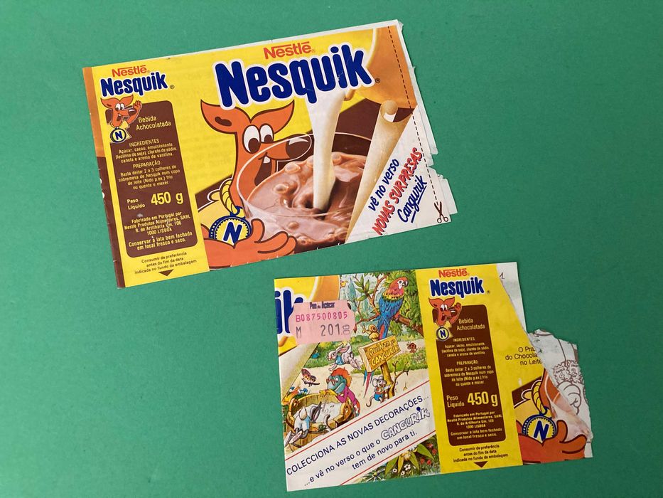 Lote de 2 Rótulos da Nesquik Cangurik Anos 80