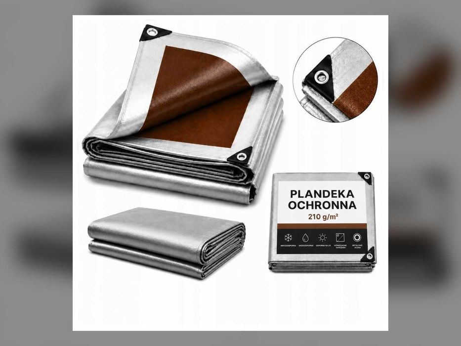 Plandeka wodoodporna 3x4m 210g/m² wzmocniona UV