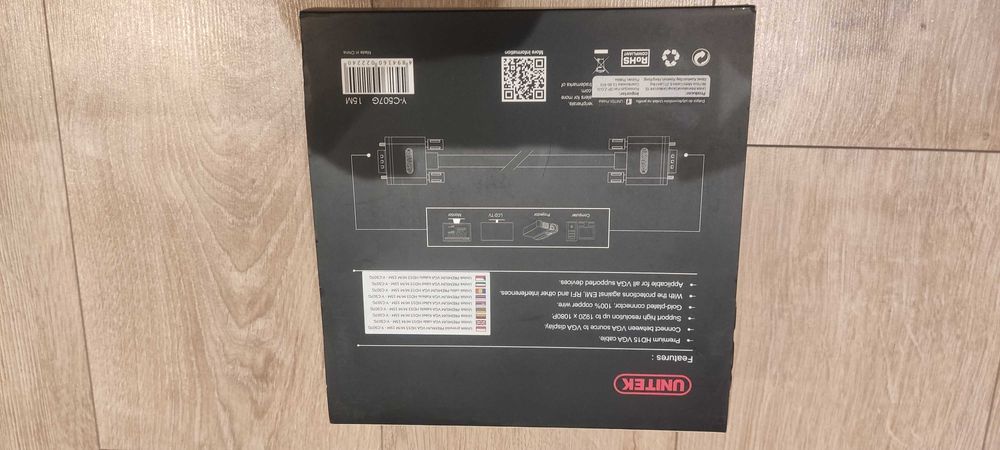 Kabel RGB Unitek 15m Y-C507G vga-vga nowy