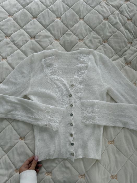Мериносова кофта з мереживом в стилі twnspan/gepur з додатком кашеміру