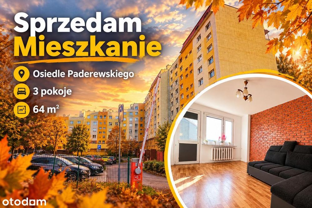 Duży potencjał  - 3  pok.   Os. Paderwskiego