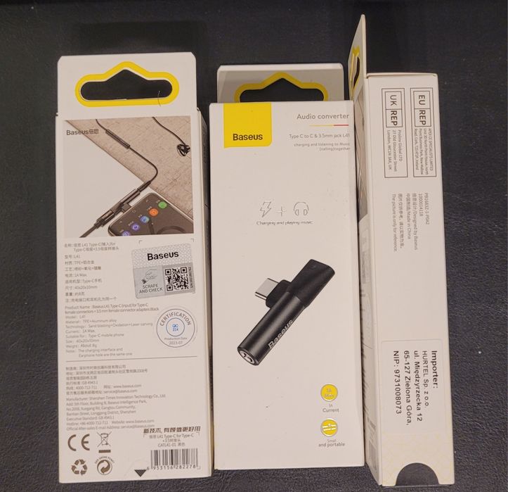 Adapter Baseus - USB-C na USB-C i audio (jack)
