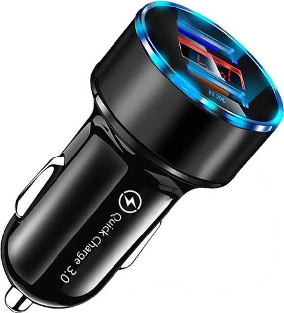 Врізна автомобільна  швидка турбо зарядка QC 3.0 з вольтметром Для смартфонів планшетів і т.д.